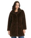 Jones New York Womens Collared Faux Fur Coat P Xs Xxl In Brown
