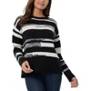 Jones New York Womens Colorblock Knit Crewneck Sweater In Jones Black/jones White