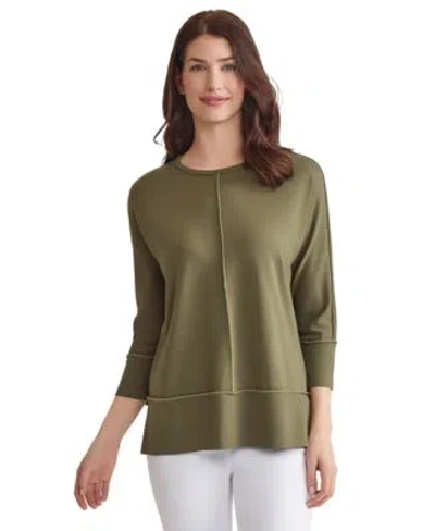 Jones New York Womens Exposed Seam 3 4 Sleeve Top Xs Pxl In Green