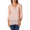Jones New York Womens Eyelet Cotton Blouse In Multi