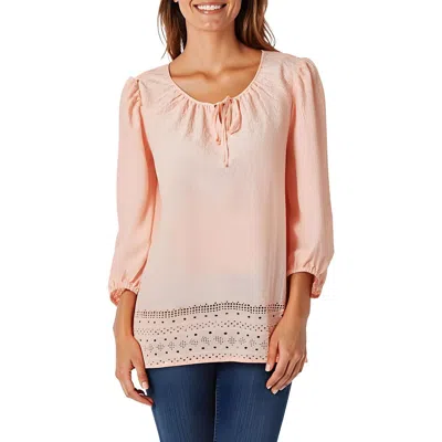 Jones New York Womens Eyelet Cotton Blouse In Multi