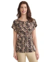 Jones New York Petite Keyhole-neck Short-sleeve Knit Top In Multi