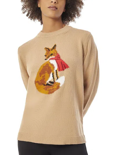 Jones New York Womens Fox Crewneck Pullover Sweater In Multi