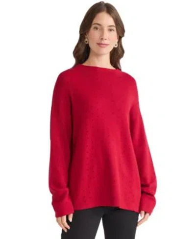 Jones New York Womens Funnel Mock Neck Heatset Sweater In Venetian Red