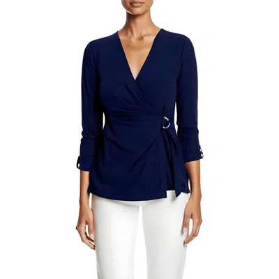Jones New York Womens Gathered Polyester Wrap Top