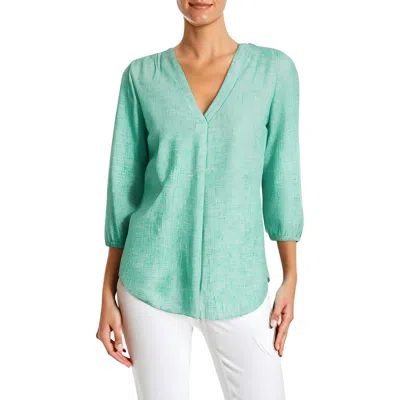 Jones New York Womens Knit Linen Pullover Top In Green