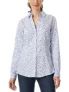 Jones New York Womens Long Sleeve Collared Button-down Top In Multi