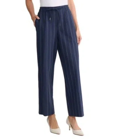 Jones New York Womens Mid Rise Linen Blend Straight Pants In Animal Print