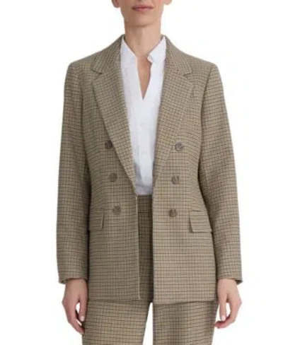Jones New York Womens Mini Houndstooth Faux Double Breasted Jacket In Brown