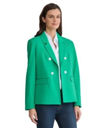 Jones New York Womens Open Front Faux Double Breasted Blazer In Kelly