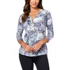 Jones New York Womens Paisley Crepe Blouse In Blue