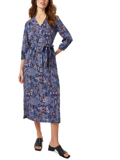 Jones New York Womens Paisley Long Shift Dress In Multi