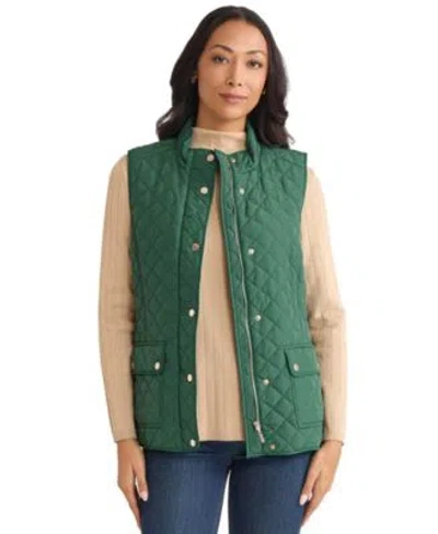 Jones New York Womens Patch Pocket Vest Jacket In Green