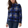 Jones New York Womens Plaid Knit Mock Turtleneck Sweater In Multi