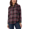 Jones New York Womens Plaid Satin Button-down Top In Multi