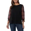 Jones New York Womens Plaid Viscose Pullover Top In Multi