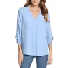 Jones New York Womens Pocket Chiffon Button-down Top In Blue
