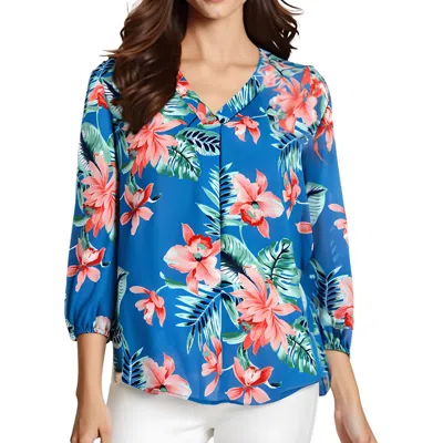 Jones New York Womens Printed Chiffon Tunic Top