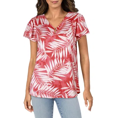Jones New York Womens Printed Crepe Blouse
