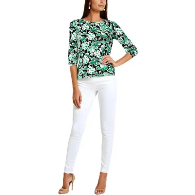 Jones New York Womens Printed Crepe Blouse In Green