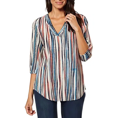 Jones New York Womens Printed Polyester Tunic Top In Multi