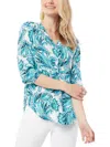 Jones New York Floral Paisley V-neck Linen Blend Tunic In Multi