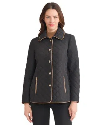 Jones New York Womens Quilted Snap Front Long Sleeve Jacket Pxs Xl In Black