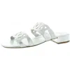 Jones New York Womens Rhinestone Man Made Slide Sandals In Silver