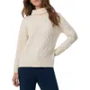 Jones New York Womens Ribbed Trim Cable Knit Turtleneck Sweater In Jones White