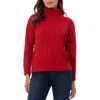 Jones New York Cable Stitch Turtleneck Sweater In Red