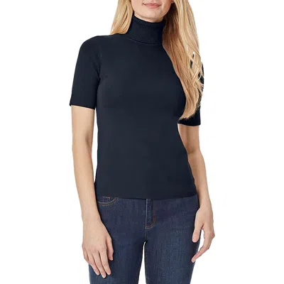 Jones New York Womens Short Sleeve Ribbed Trim Mock Turtleneck Sweater In Multi
