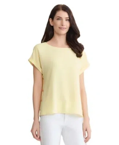 Jones New York Womens Short Sleeve Side Button Blouse In Neutral