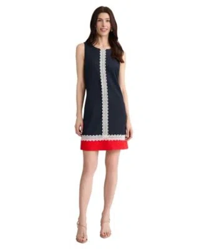 Jones New York Womens Sleeveless Round Neck Swing Dress In Black