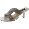 Jones New York Womens Slip On Open Toe Mule Sandals In Silver
