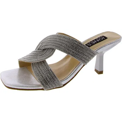 Jones New York Womens Slip On Open Toe Mule Sandals In Silver