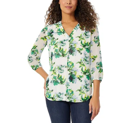 Jones New York Womens V-neck Casual Blouse In Multi