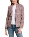 Jones New York Houndstooth Water Repellent Bracelet Sleeve Faux Double Breasted Blazer In Red