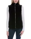 Jones New York Zip Front Quilted Velvet Vest In Black