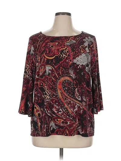 Pre-owned Jones Studio 3/4 Sleeve Blouse In Burgundy
