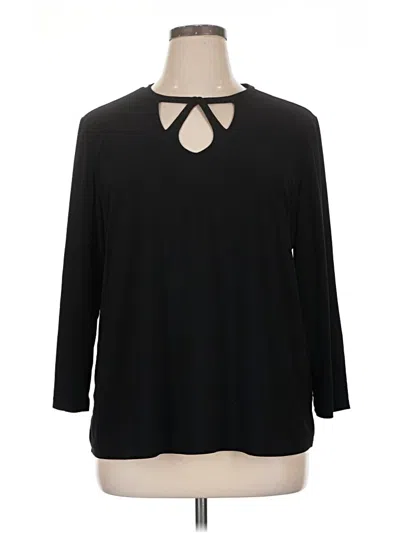 Pre-owned Jones Studio 3/4 Sleeve Top Black Keyhole Neckline Tops
