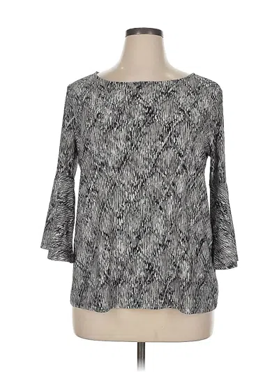 Pre-owned Jones Studio 3/4 Sleeve Top Gray Boatneck Tops