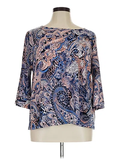 Pre-owned Jones Studio 3/4 Sleeve T-shirt In Blue