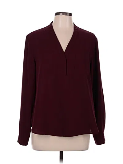Pre-owned Jones Studio Long Sleeve Blouse In Burgundy
