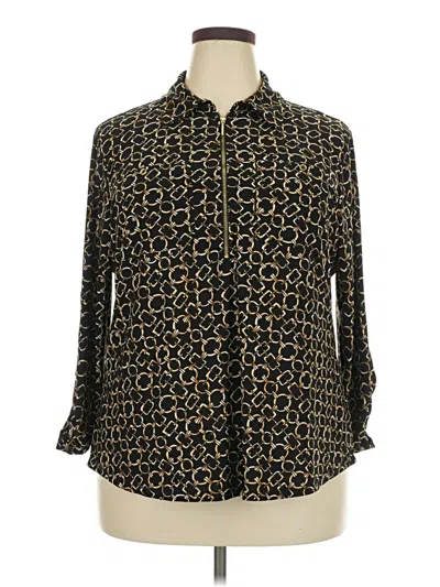 Pre-owned Jones Studio Long Sleeve Blouse In Gold