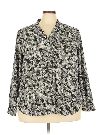 Pre-owned Jones Studio Long Sleeve Blouse In Gray