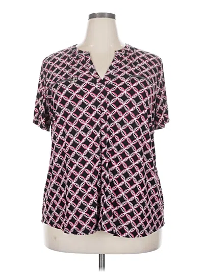 Pre-owned Jones Studio Short Sleeve Blouse In Pink