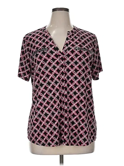 Pre-owned Jones Studio Short Sleeve Blouse In Pink