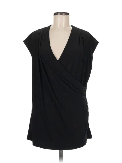 Pre-owned Jones Studio Short Sleeve Top Black Plunge Neckline Tops