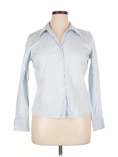 Pre-owned Jones Wear 3/4 Sleeve Button Down Shirt In Blue