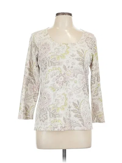Pre-owned Jones Wear 3/4 Sleeve Top Ivory Scoop Neck Tops In White